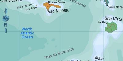 Mapa boa Vista, wyspy Zielonego Przylądka
