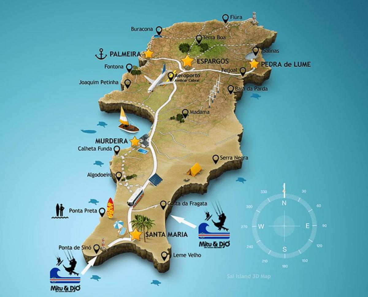 mapa Santa Maria, wyspy Zielonego Przylądka